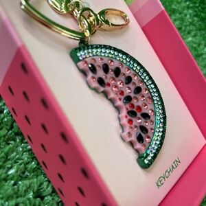 Betsey Johnson Watermelon Keychain - Pink and Green Rhinestones